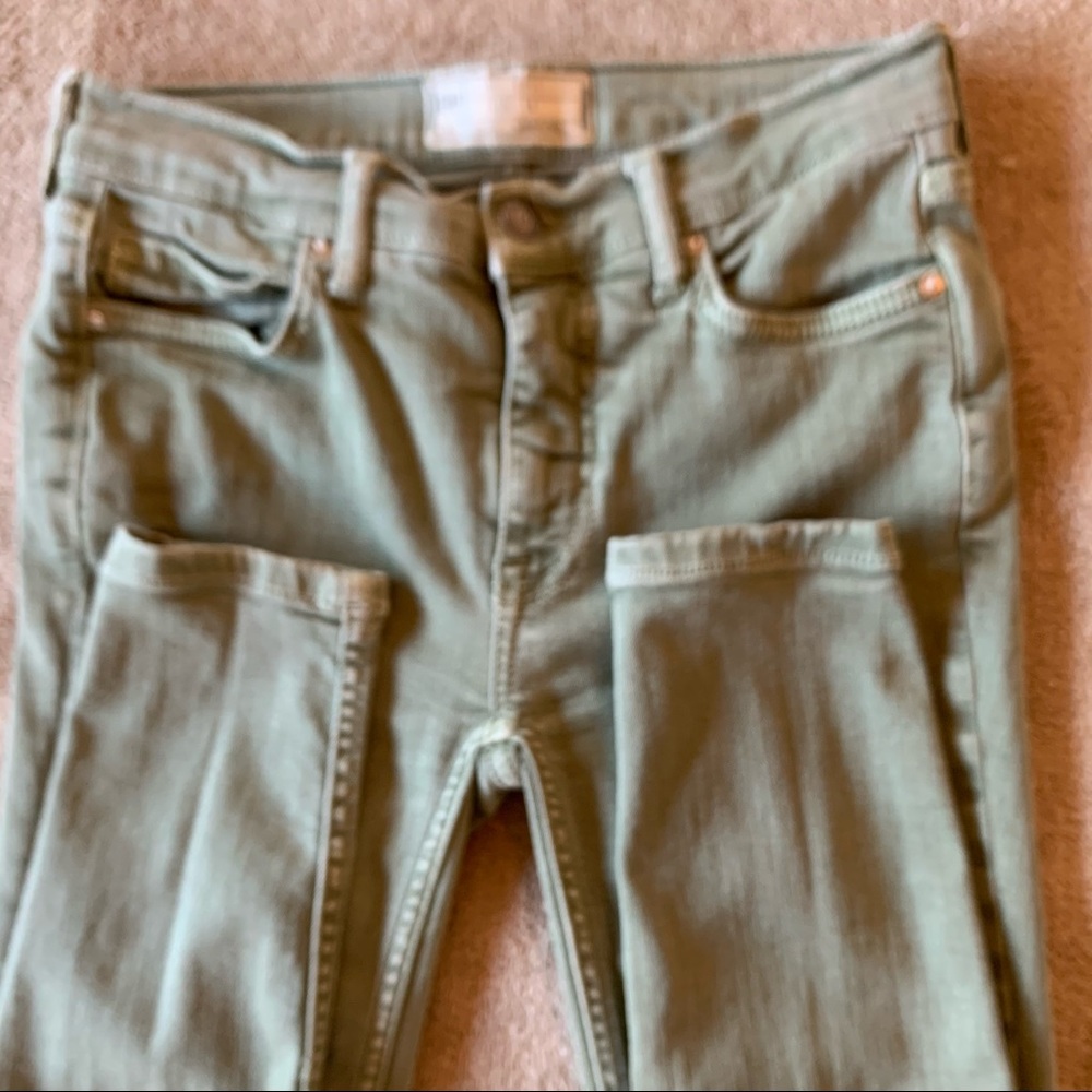 Free People Olive Green Distressed Skinny Jeans 24 - Picture 14 of 16